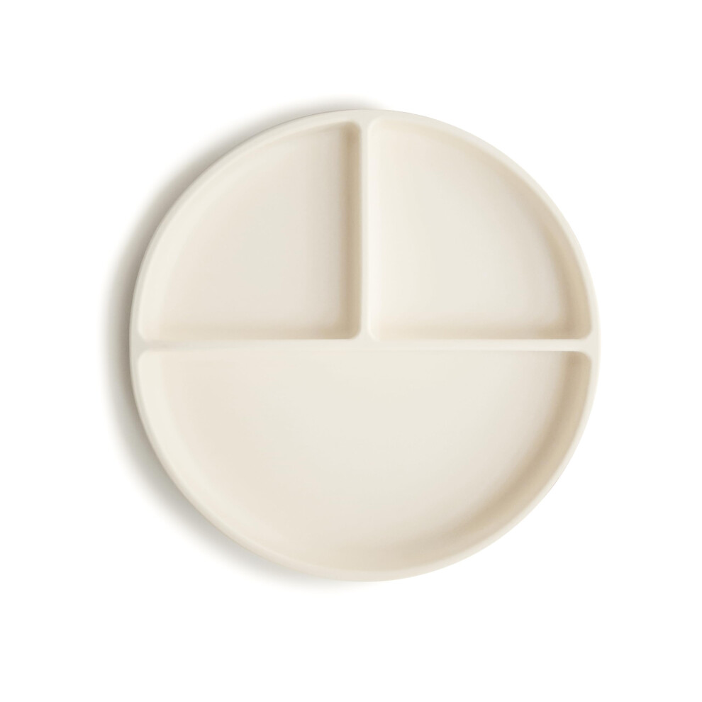 Silicone Suction Plate | Non-Slip Divided Plate For Babies & Toddlers | Food Grade Silicone | Dishwasher & Microwave Safe | Ivory Mushie