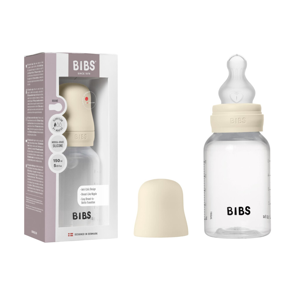 Baby Bottle 150 Ml Silicone Nipple - Anti-Colic, Bpa-Free, Round Nipple, Slow Flow, Lightweight & Easy To Clean, Suitable For Newborns 0+ Years - Bibs