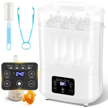 Baby Bottle Sterilizer & Dryer, 4-in-1 Electric Baby Sterilizer and Dryer with Digital LED for Hold 6-8 Bottles, 2 Layers All-in-One Sterilizer with