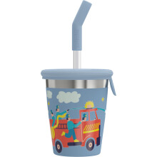 Sigg - Stainless Steel Children's Cup with Silicone Lid and Straw - Splash-Proof - BPA-Free - Lightweight and Robust - Fire Brigade - 0.35 L