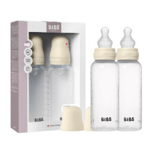 BIBS Baby Bottle 270 ml Silicone Nipple 2 Pack - Anti-Colic, BPA-Free, Round Nipple, Medium Flow, Lightweight & Easy to Clean, Suitable for Newborns