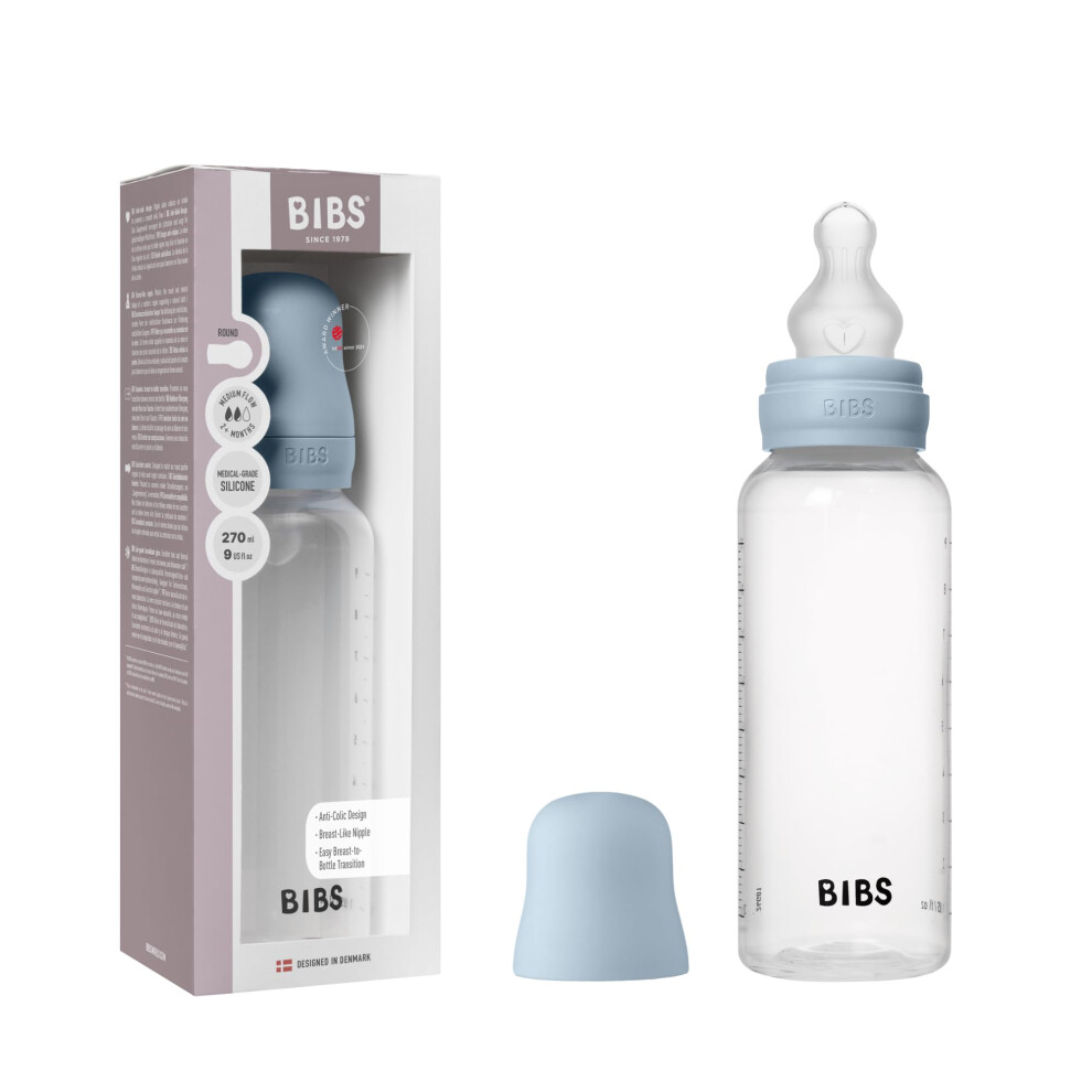 Baby Bottle 270 Ml Silicone Nipple - Anti-Colic, Bpa-Free, Round Nipple, Medium Flow, Lightweight & Easy To Clean, Suitable For Newborns 0+ Years Bibs