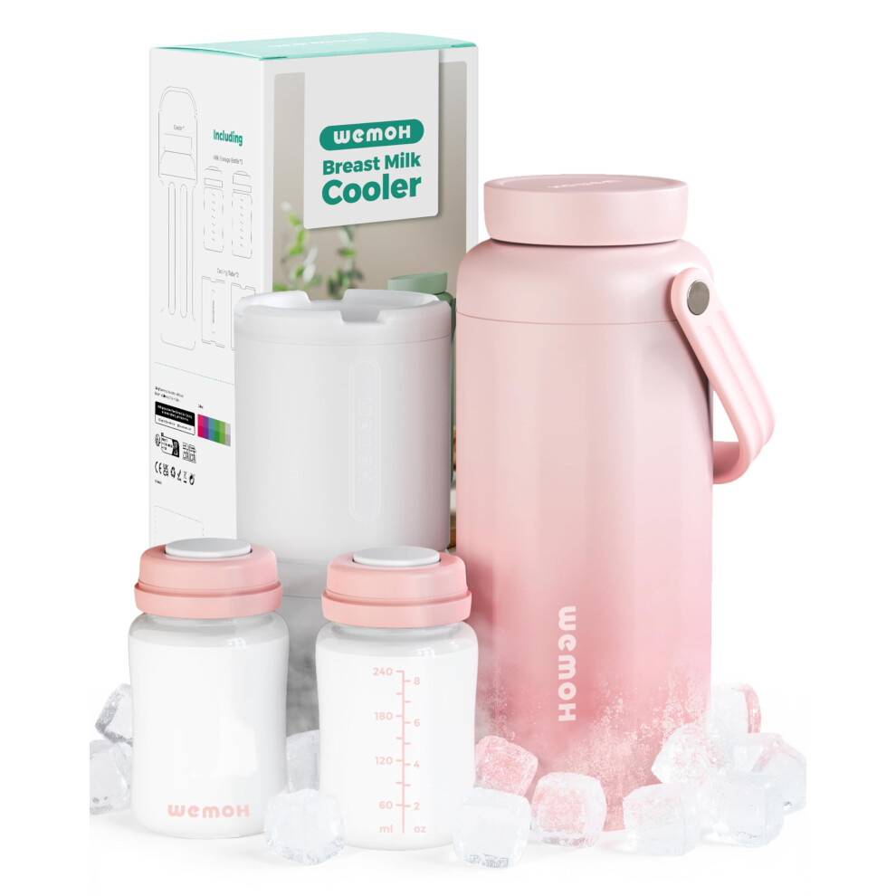 Wemoh Breast Milk Cooler Bottle-24H Double-Layer Cooling, Tsa Approved, 2 Leakproof Bottles & Ice Packs, (Non-Toxic Bpa) For Travel, Work, Night