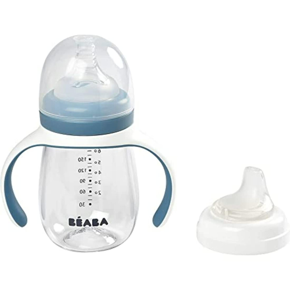B?Aba - 2 In 1 Sippy Cup - Toddler Cup - Children???S Beaker With Straw - 100% Waterproof - Easy To Open - Removable Handles - Tritan And Silicone - Bã©Aba