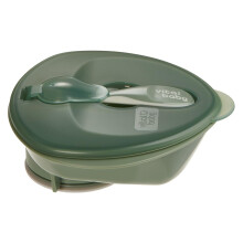Nourish Power Suction Weaning Bowl with Lid and Spoon 6m+, Green, Strong Suction, Easy Scoop Sides, Leakproof Lid & Spoon, EarthSmart Biodegradable,