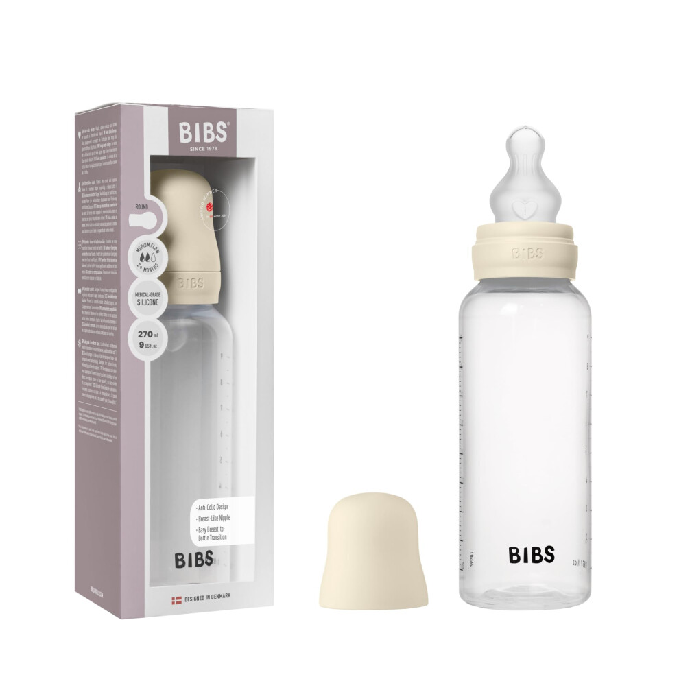 Baby Bottle 270 Ml Silicone Nipple - Anti-Colic, Bpa-Free, Round Nipple, Medium Flow, Lightweight & Easy To Clean, Suitable For Newborns 0+ Years Bibs