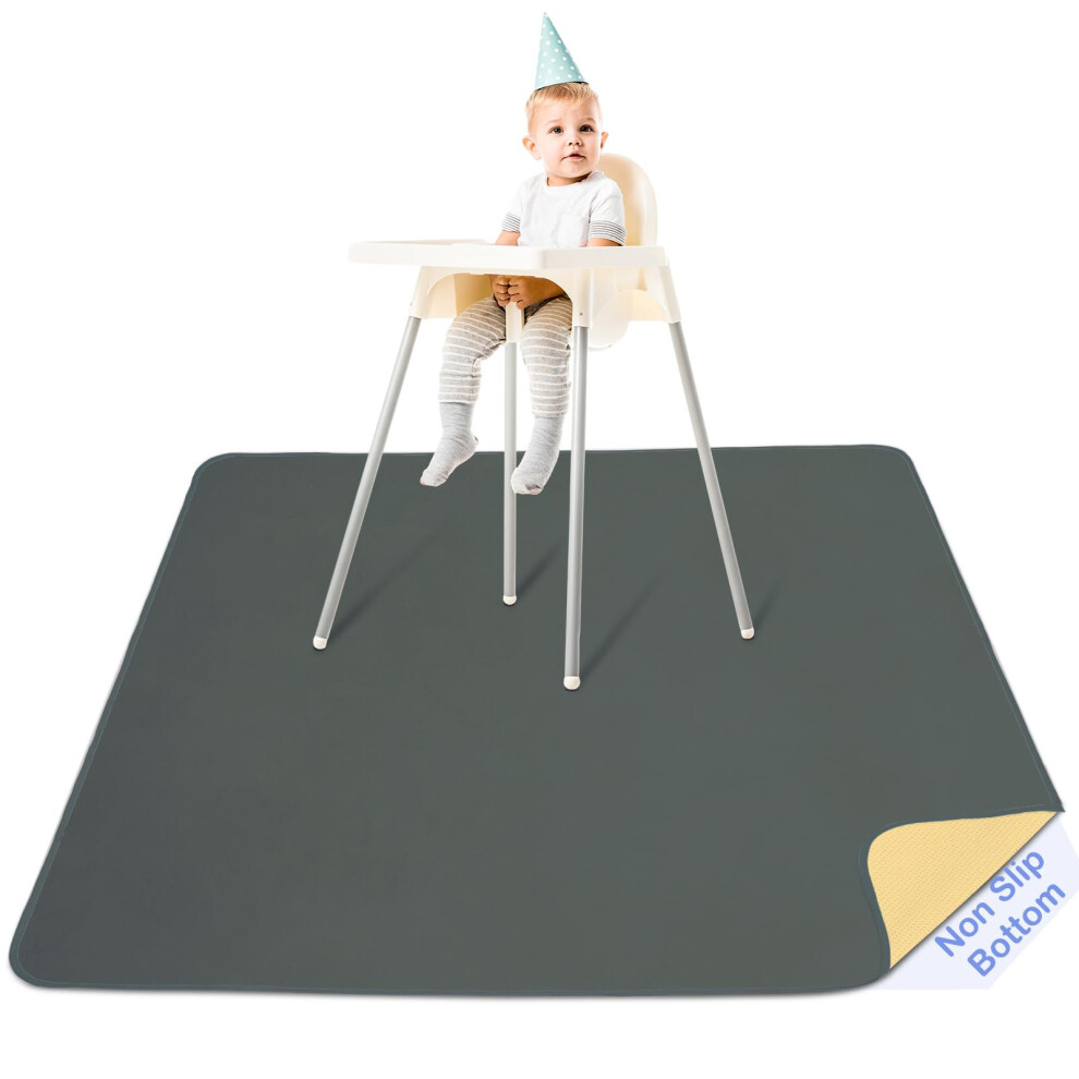 Unicorn Castle High Chair Splash Floor Mat, Waterproof Washable Slip Splash Mat For Under High Chair Food Catcher,Grey,107X117cm