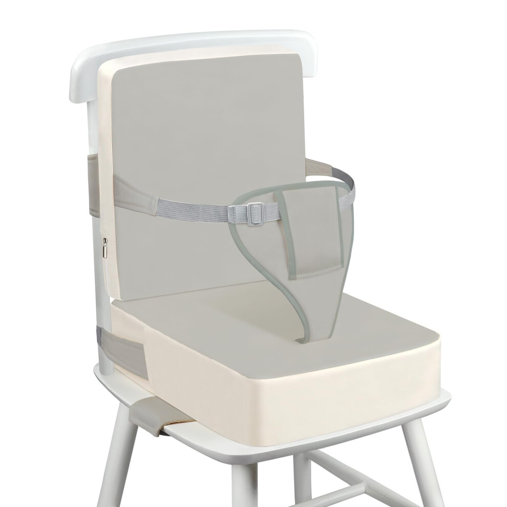 Toddler Booster Seat For Dining Chair, 10Cm Pu Waterproof Kids Booster Seat With Backrest, Non-Slip Bottom And Adjustable Safety Belt, 2 Pcs Wooshwa