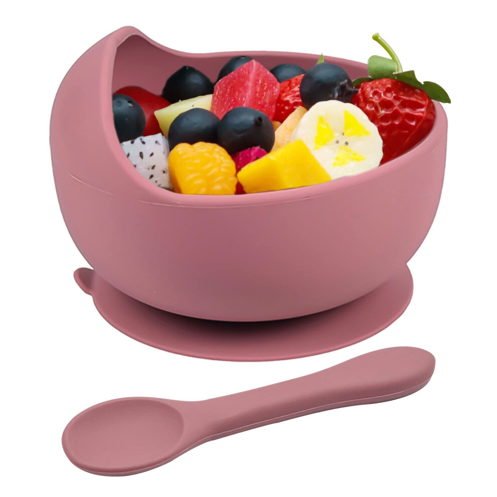 Hoseay Baby Feeding Bowls Spoons,Silicone Toddler Weaning Set With Suction Bowl Bpa Free Children Tableware Eating Bowl Baby Boys Girls,Easy Clean