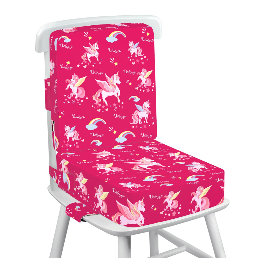 Toddler Booster Seat For Dining Chair, 10Cm Kids Booster Seat With Backrest, Non-Slip Bottom And Adjustable Safety Belt, 2 Pcs Easy Cleaning Wooshwa