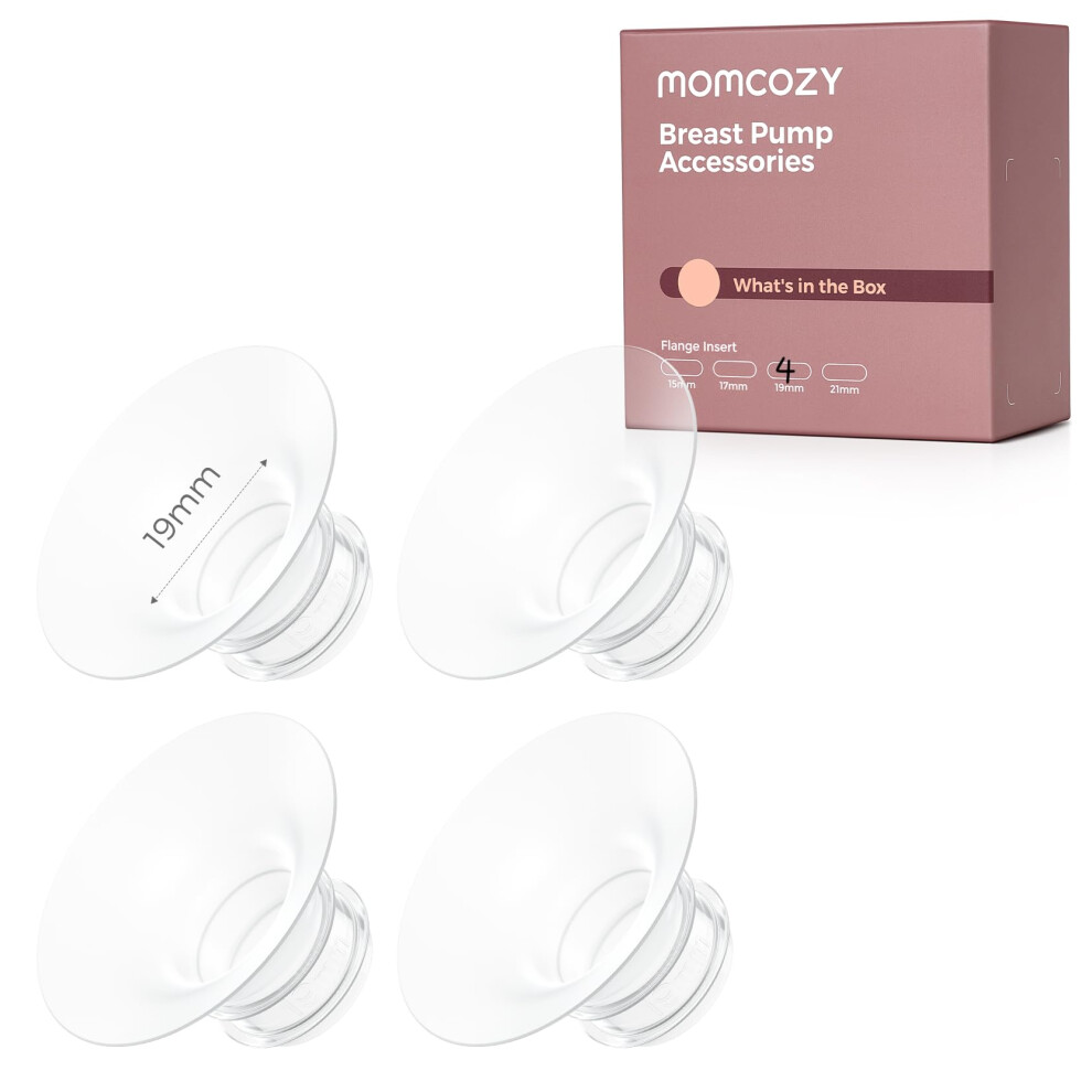 Breast Pump Flange Insert 19Mm, Only For M5/M6/M9, 4Pc Momcozy