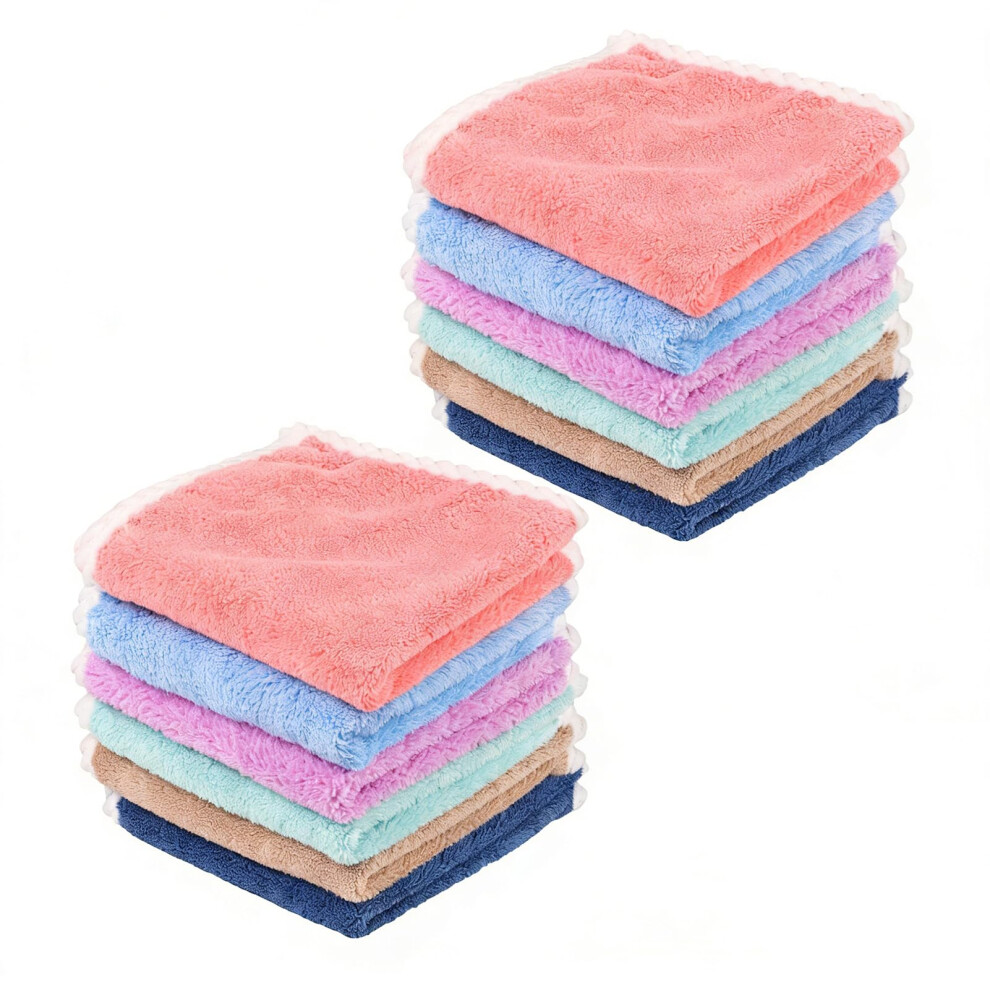 Meng Jiaran 12 Pack Flannels Face Cloths With Hanging Loop Soft Washcloths For Baby Kids Adults(30X30cm)