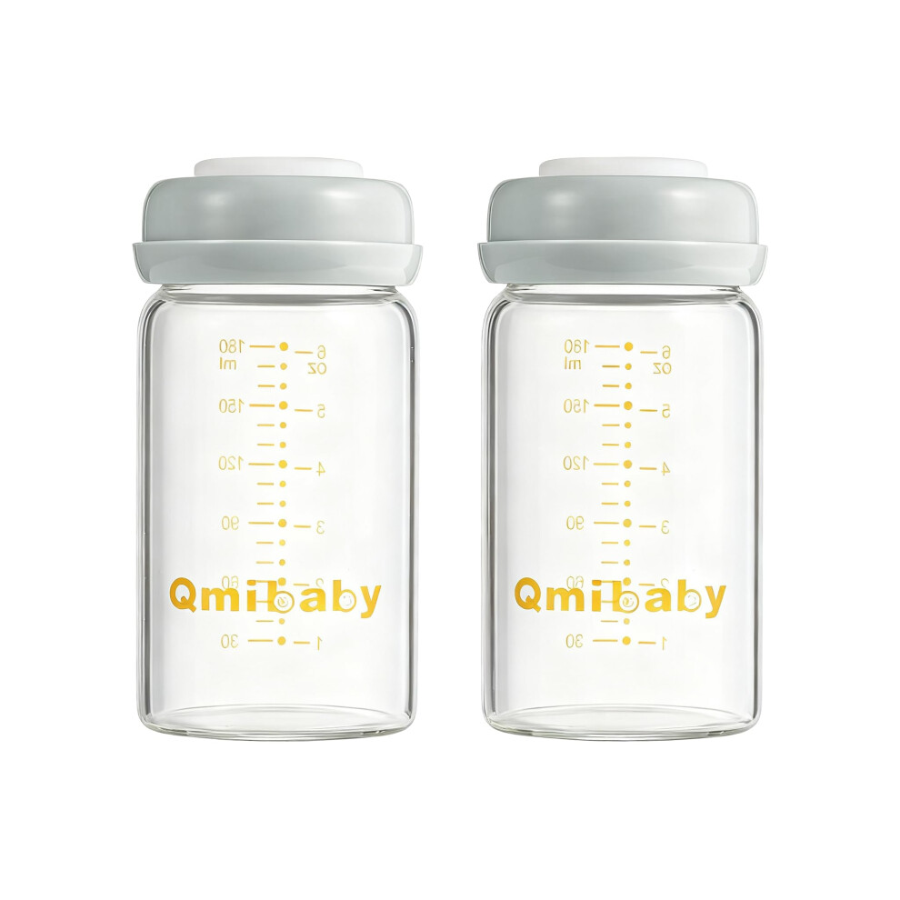 Qmibaby Glass Breastmilk Storage Bottles Bpa-Free Leak-Proof Baby Bottle For Breastmilk Storage Wide Neck Bottles With Screw Ring Sealing Disk