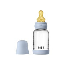 BIBS Baby Glass Bottle. 120ml. Anti-Colic. Vented Round Natural Rubber Latex Teat. Supports Natural Breastfeeding, Slow Flow, Complete Set - 120 ml,