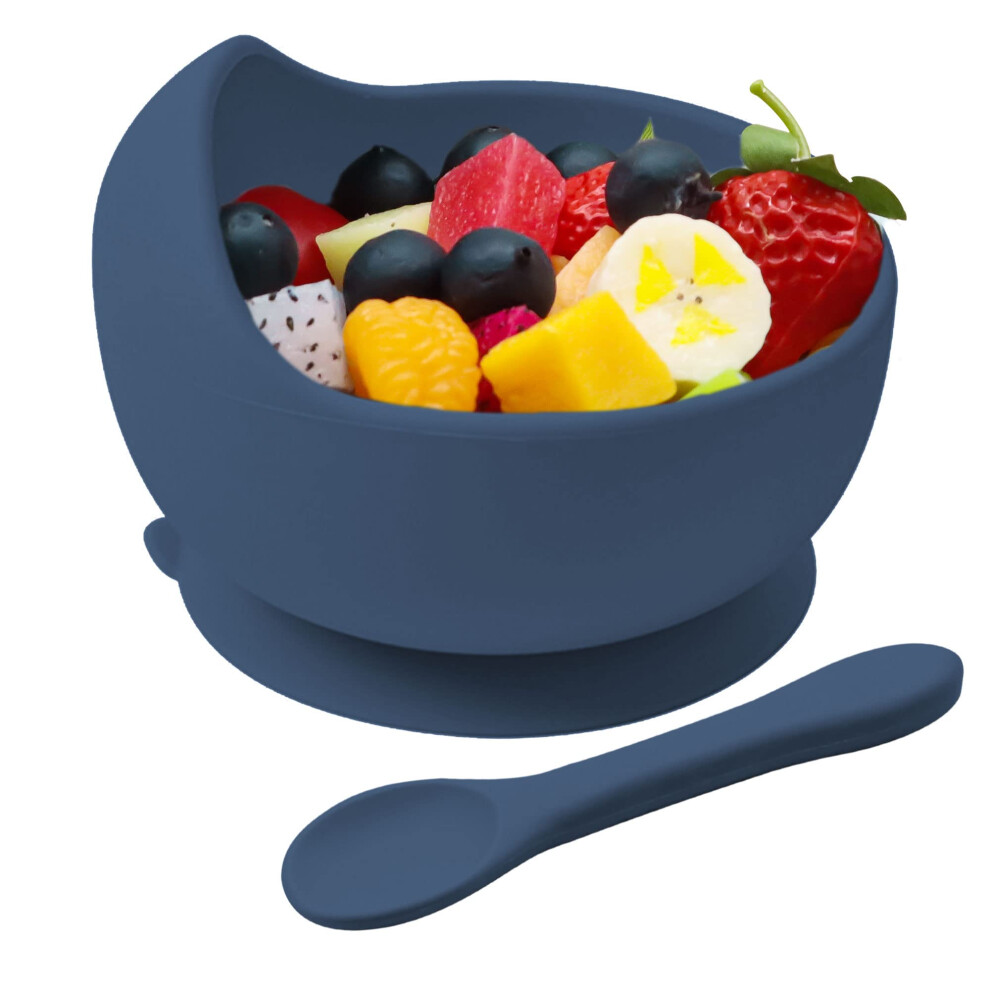 Hoseay Baby Feeding Bowls And Spoons,Silicone Toddler Weaning Set With Suction Bowl Bpa Free Children Tableware Eating Bowl For Baby Boys Girls,Easy