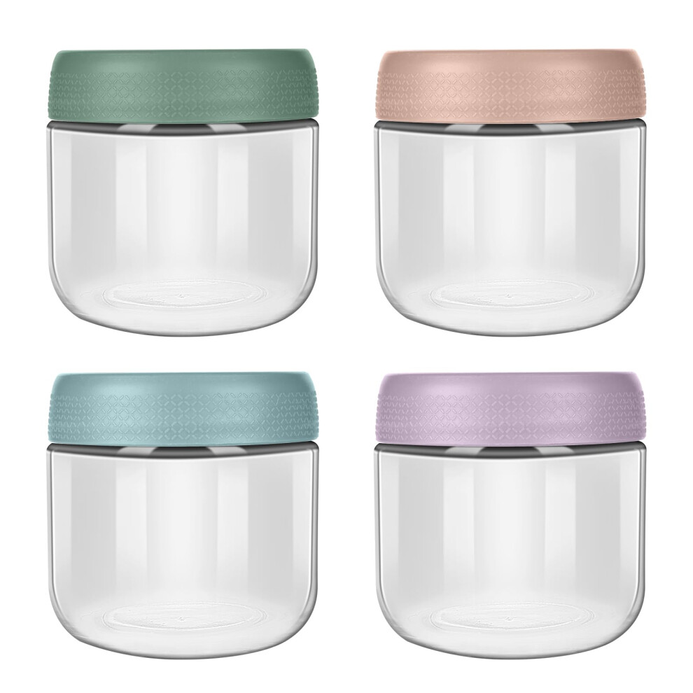 Food Storage Containers, 4-Pack Glass Food Containers, 300Ml Overnight Oats Container With Airtight Lids, Freezer & Microwave Oven, Perfect For Aolso