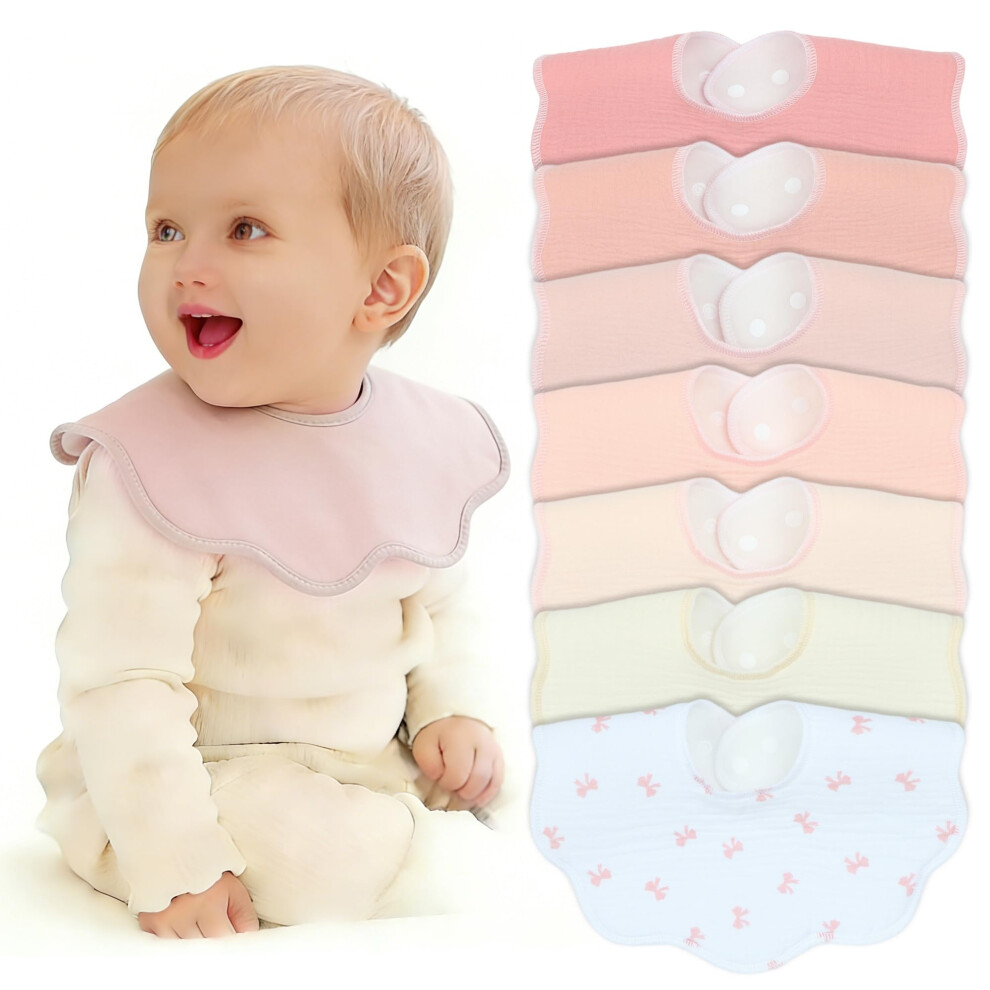 Benoxine Muslin Baby Bibs Soft And Absorbent Adjustable Baby Dribble Bandana Bibs With Adjustable Snaps For Unisex Baby Girls & Boys,7-Pack