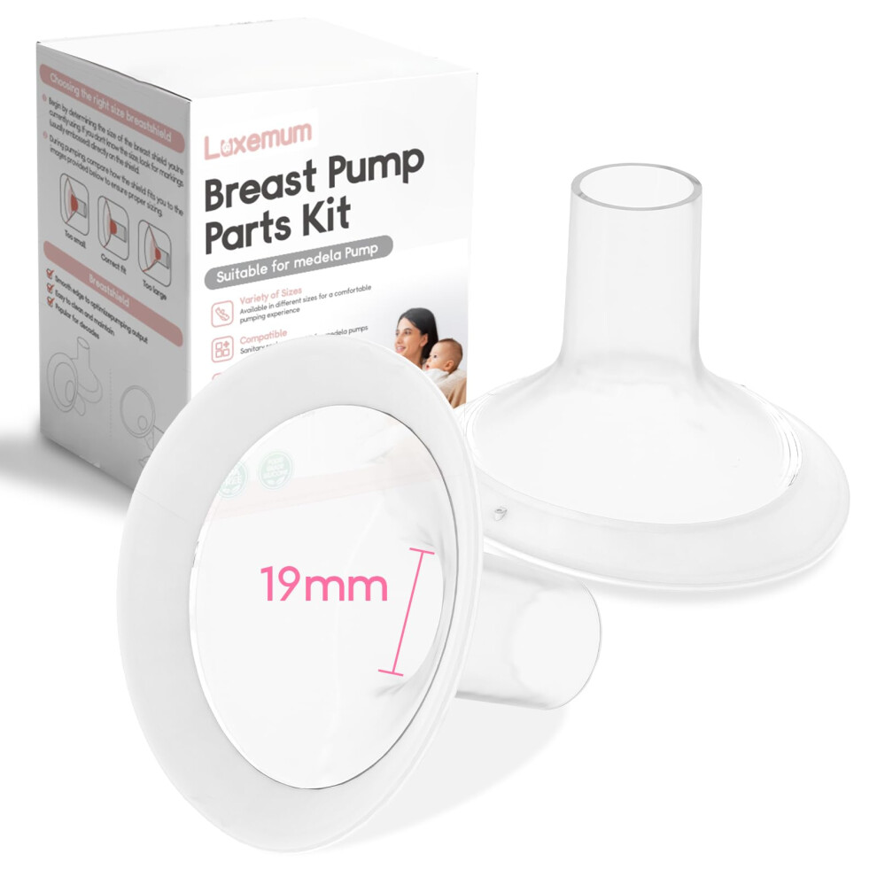 19Mm Flange Inserts For Medela Breast Pump, 2Pcs Medela Nipple Shields Compatible With Pump In Style, Symphony, Freestyle, Sonata, Maxflow, Lansinoh Luxemum