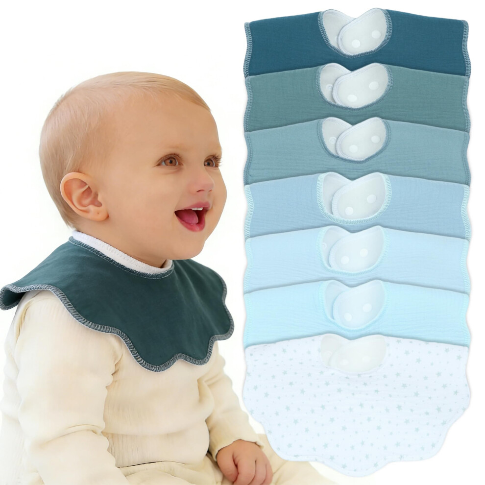 Benoxine Muslin Baby Bibs Soft And Absorbent Adjustable Baby Dribble Bandana Bibs With Adjustable Snaps For Unisex Baby Girls & Boys,7-Pack
