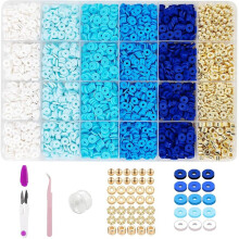 Clay Bead Bracelet Kit,Flat Clay Beads and Gold Spacer Beads for Jewelry Making, Friendship Bracelet Beads Kit