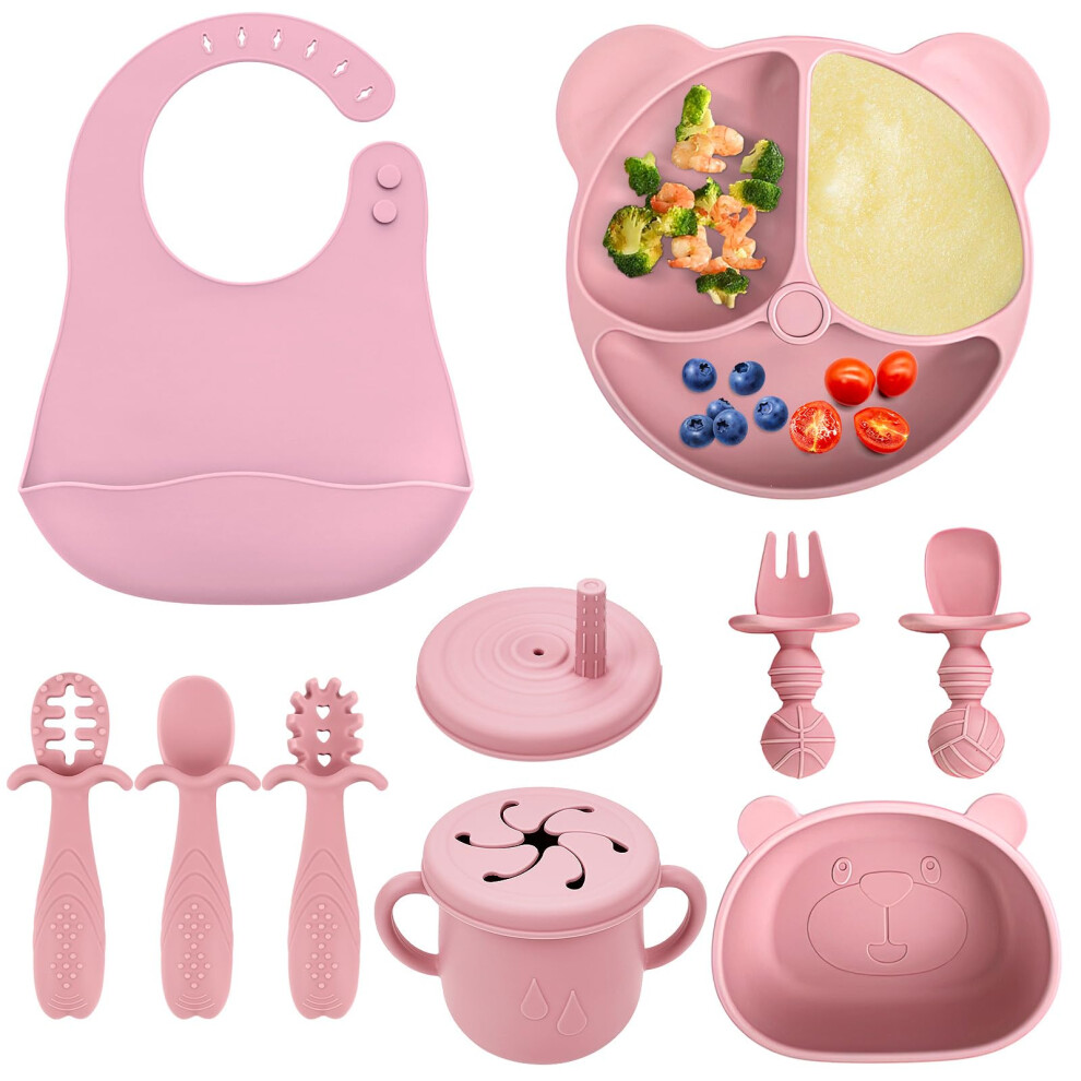 Baby Weaning Set, 10 Pcs Silicone Feeding Bowl & Spoon Set For Toddlers, Bpa-Free, Soft & Safe Baby Led Weaning Essentials, Microwave & Comeder
