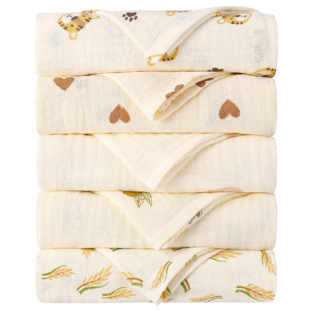 5 Pack Baby Muslin Cloths For Baby Muslin Squares Cotton Washcloths Baby Wipes Baby Essentials For Newborn Baby Wiping Bathing Feeding Gsrenyu