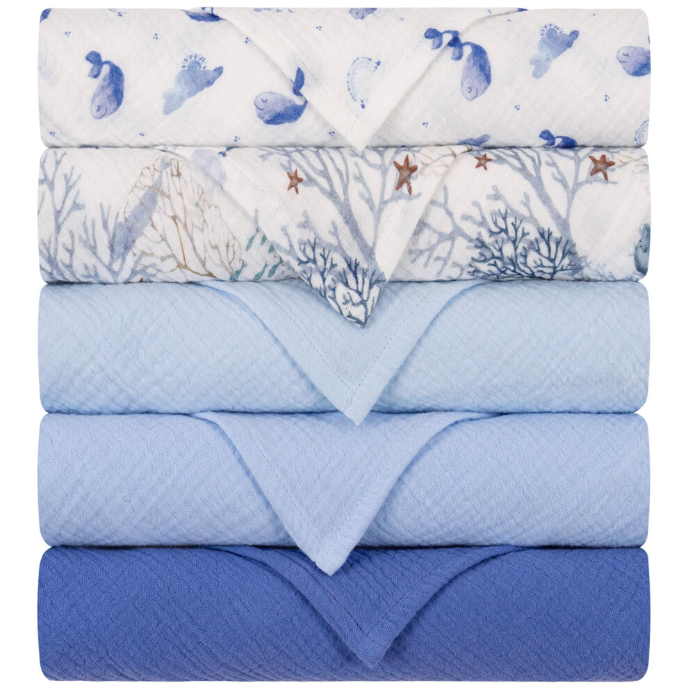 Muslin Cloths For Baby Large 60X60cm Burp Cloths For Newborn 100% Cotton Soft & Breathable Muslin Squares Baby Essentials For Boys Girls 5 Yukkidds