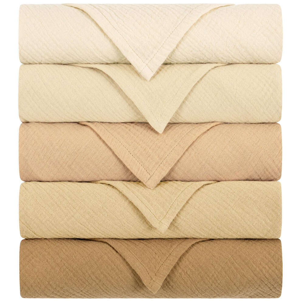 Muslin Cloths For Baby Large 60X60cm Burp Cloths For Newborn 100% Cotton Soft & Breathable Muslin Squares Baby Essentials For Boys Girls 5 Yukkidds