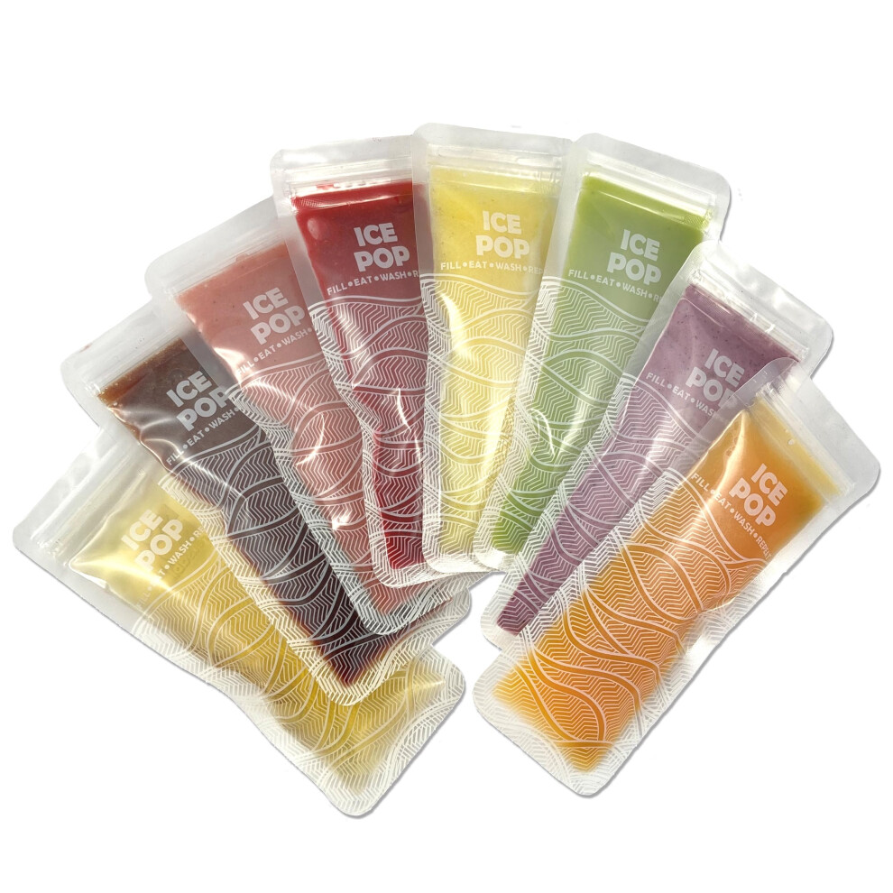 | Reusable Ice Pop Bags | Pack Of 8 | Popsicle Bags | Icepop Bags For Kids (Wave Design) Nom Nom Kids