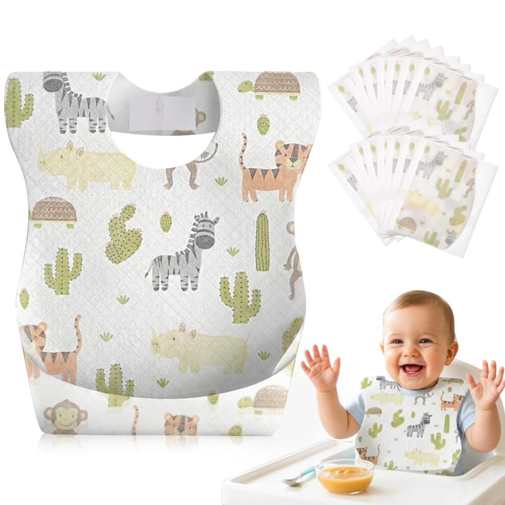 Disposable Bibs Baby - 50 Pcs Individually Wrapped, Baby Weaning Bib With Food Catcher Pocket, Soft, Waterproof, Convenient, Adjustable, For Lictin