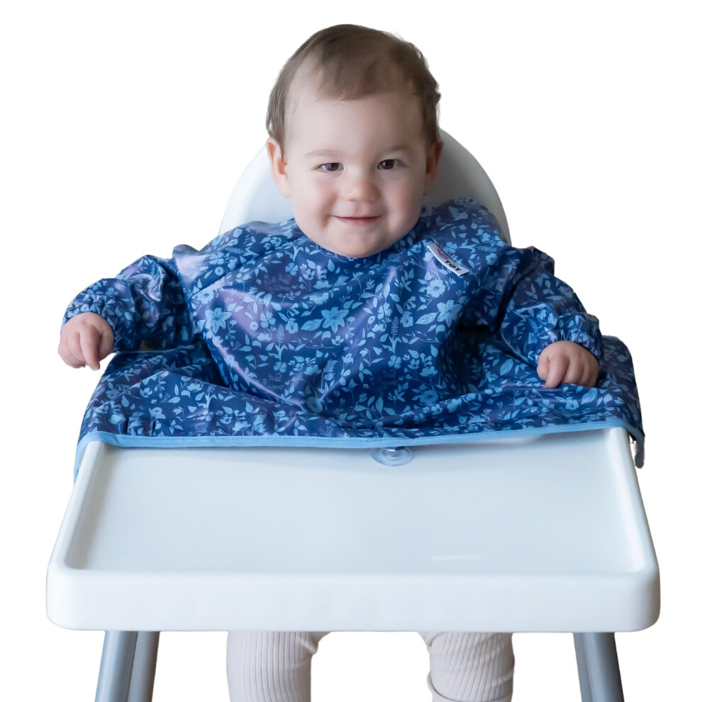 Tidy Tot?? Cover & Catch? Weaning Bib With Sleeves. Attaches To Highchairs With Suction For Mess Proof Baby Feeding. Waterproof Long Sleeved Bibs. Tidy Tot