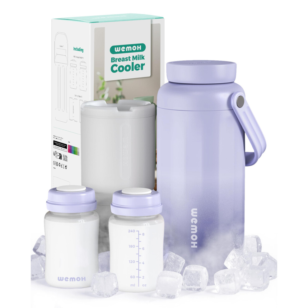 Wemoh Breast Milk Cooler Bottle-24H Double-Layer Cooling, Tsa Approved, 2 Leakproof Bottles & Ice Packs, (Non-Toxic Bpa) For Travel, Work, Night