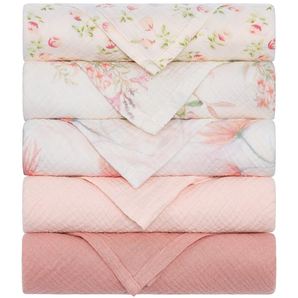 Muslin Cloths For Baby Large 60X60cm Burp Cloths For Newborn 100% Cotton Soft & Breathable Muslin Squares Baby Essentials For Boys Girls 5 Yukkidds