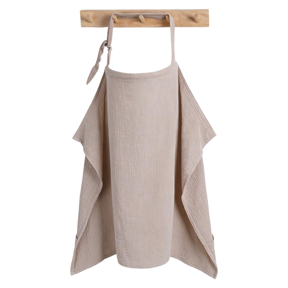 Muslin Nursing Cover For Breastfeeding, Breathable Breastfeeding Cover Up With Arch Neckline For Women, Nursing Apron (Agreeable ) Gray Blissful Diary