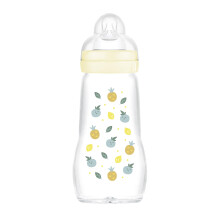 MAM Feel Good Glass Bottle | 1 Pack (1 x 260ml) | MAM Glass Bottle with Medium Flow Teat Size 2 | Baby Accessories for Newborn | White (Various