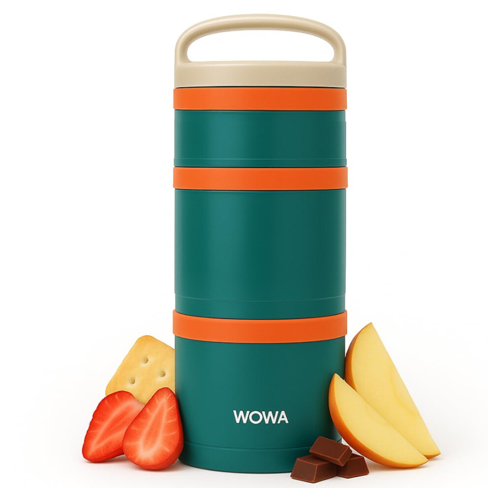 Wowa Kids Snack Box With Compartments Stackable Design, Organise Snacks For School, Traveling, Days Out - Fits In Diaper Bags, Lunch Bags & Backpacks Bpa