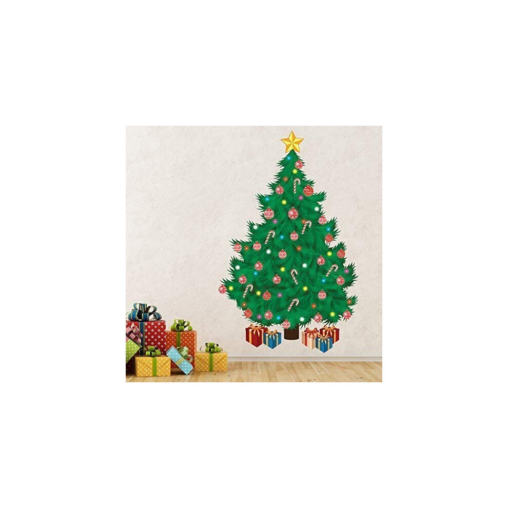 Christmas Decorations Wall Stickers" Traditional Christmas Tree" Wall Murals Decals Living Room Children Nursery School Restaurant Cafe Hotel Home Walplus