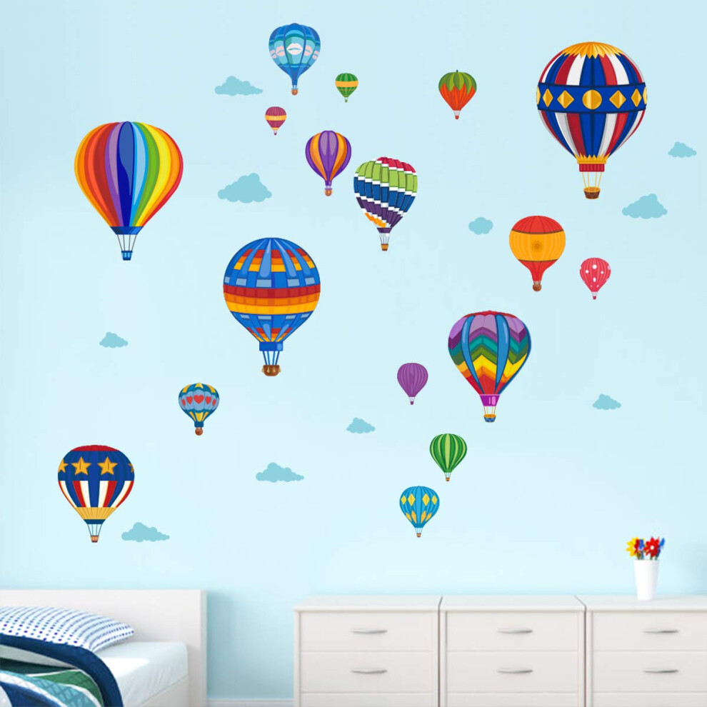 Hot Air Balloon Wall Decals Kids Adventure Wall Stickers Bedroom Classroom Playroom Nursery Wall Art D?Cor Runtoo