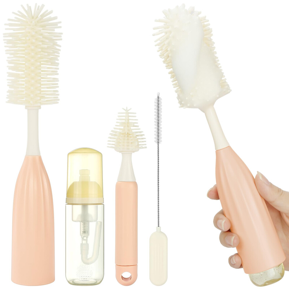 Vicloon Baby Bottle Brush Set, Press-To-Foam Design For Ease Of Clean, Baby Bottle Cleaner Kit With Teat & Straw Brush For Water Bottles Baby Bottles
