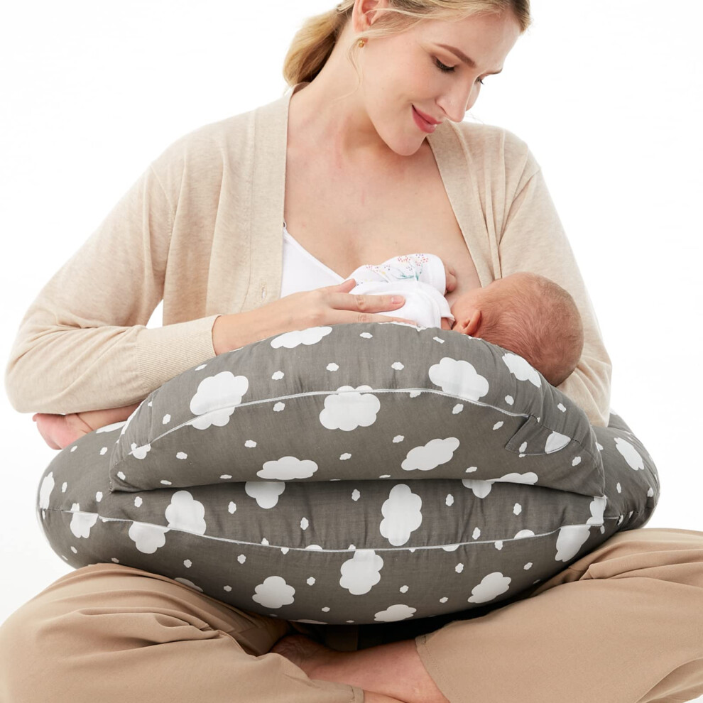 Nursing Pillow With Breastfeeding - Ergonomic Support & Original Security Fence To Baby' Safety - Making Breastfeeding Easy And Comfort For Momcozy
