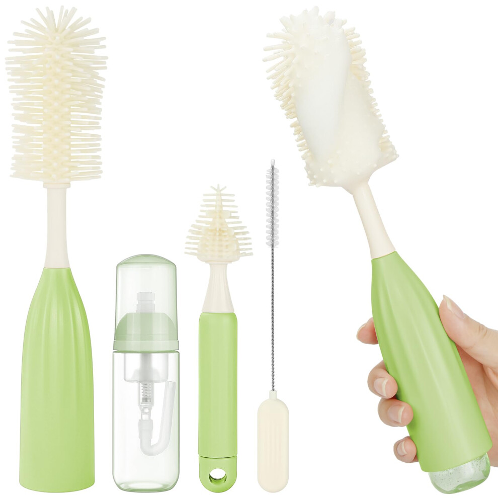 Vicloon Baby Bottle Brush Set, Press-To-Foam Design For Ease Of Clean, Baby Bottle Cleaner Kit With Teat & Straw Brush For Water Bottles Baby Bottles