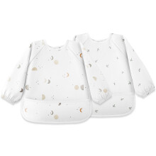 Susurration Baby Bibs with Sleeves, Long Sleeves Waterproof Baby Dribble Bandana Bibs With Adjustable Snaps for Unisex Baby Girls & Boys (GreyMoon)