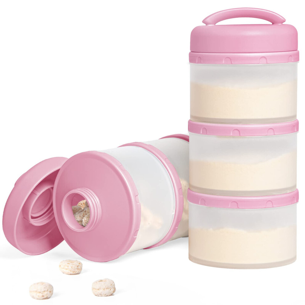Baby Milk Powder Dispenser Pots Stackable Baby Formula Container, 2 Pack (Baby ) Pink Termichy