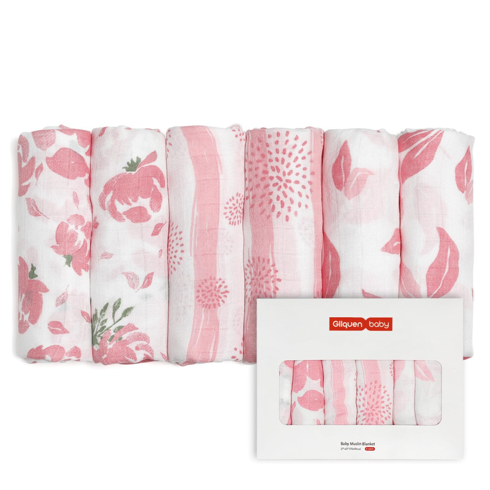Gllquen Baby Muslin Squares Cloth For Baby,6Pack 70Cm X 70Cm Cotton Burp Cloths For Newborn, Absorbent & Breathable And Ideal To Clean, Wipe & Cover