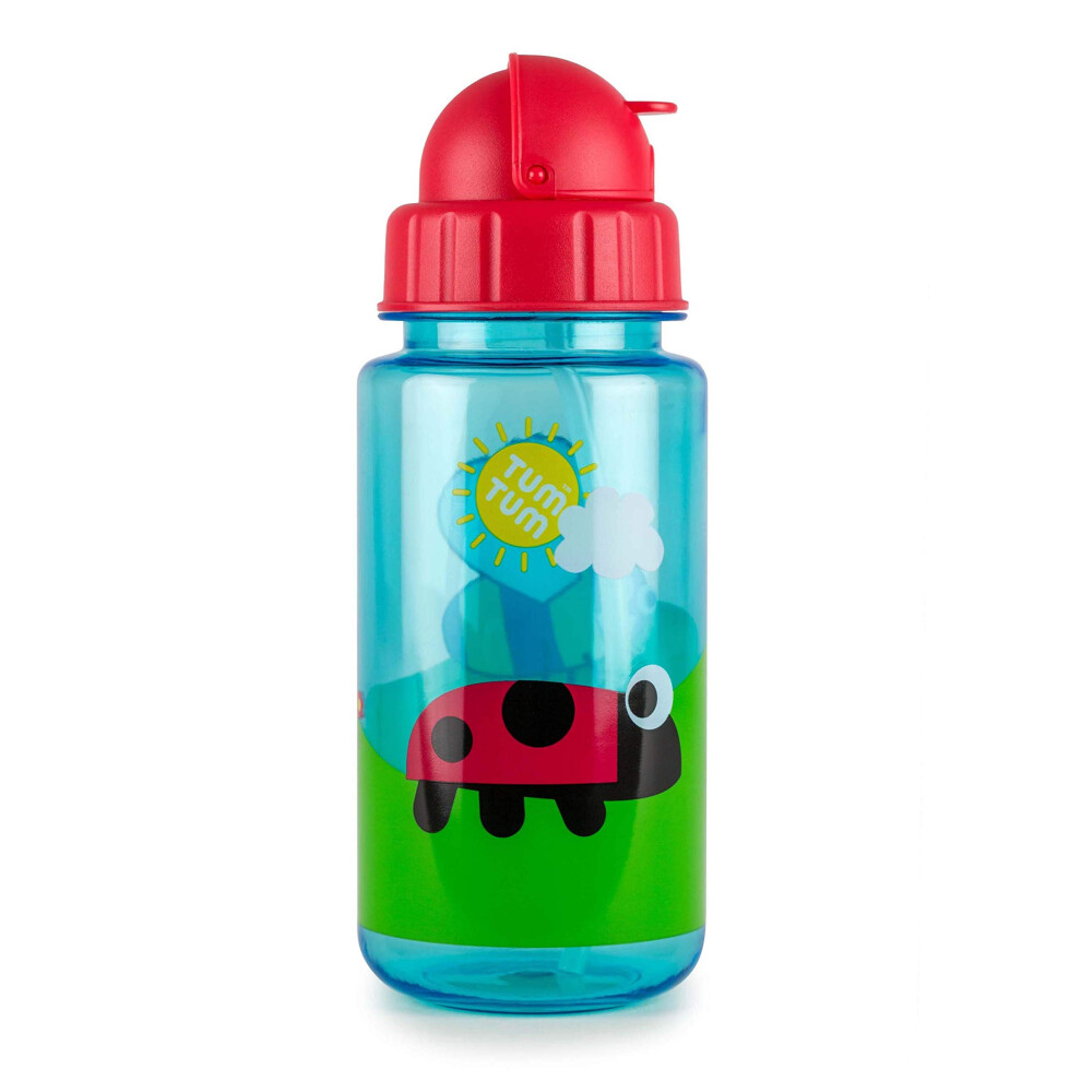 Tum Tum Flip Top Kids Water Bottle With Straw, Tritan Toddler Water Bottle, 400Ml, Bpa Free (Bugs)