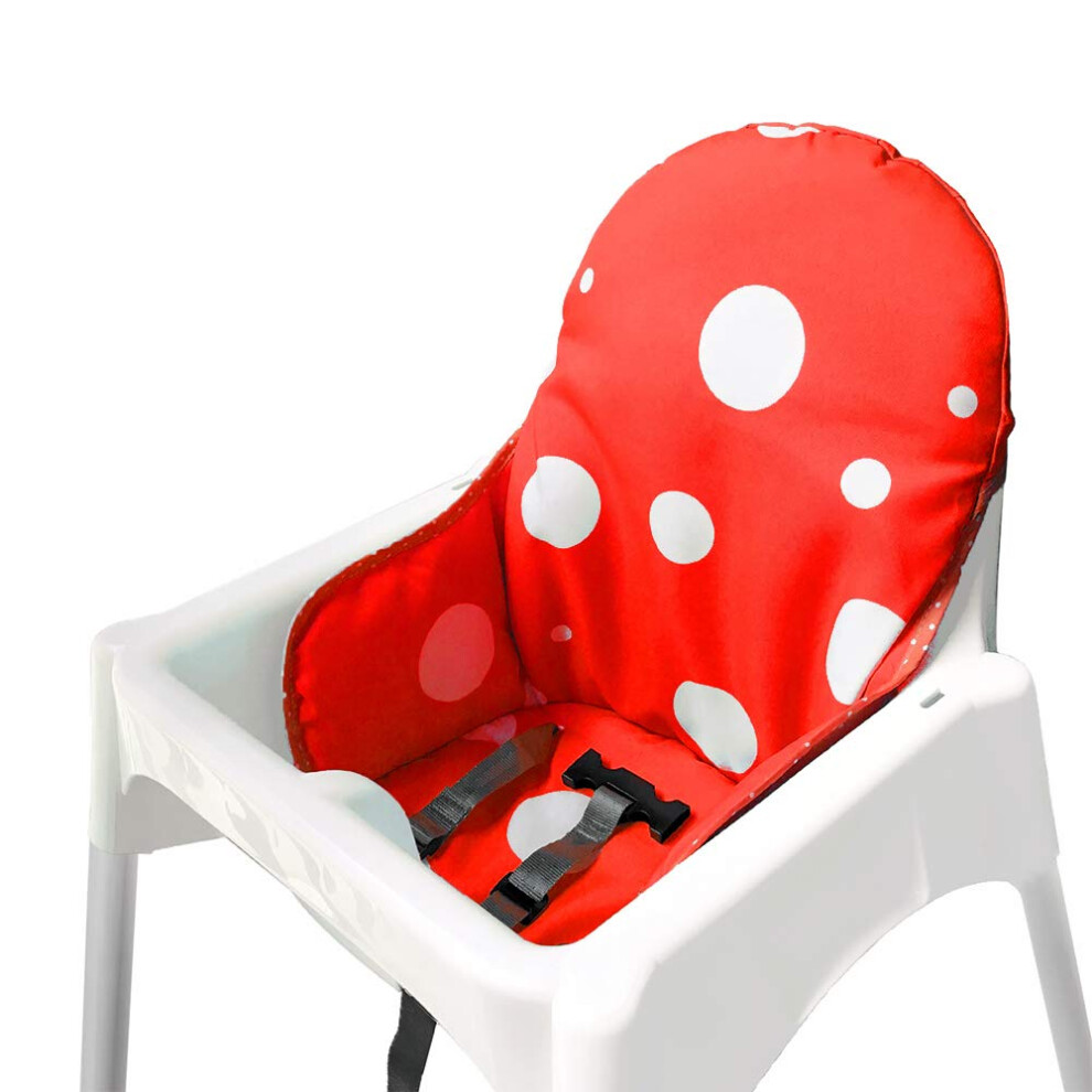 Zarpma Seat Covers Cushion For Ikea Antilop Highchair,Washable Foldable Baby Highchair Cushion Cotton Padded Insert For Ikea Child Chair (Red)