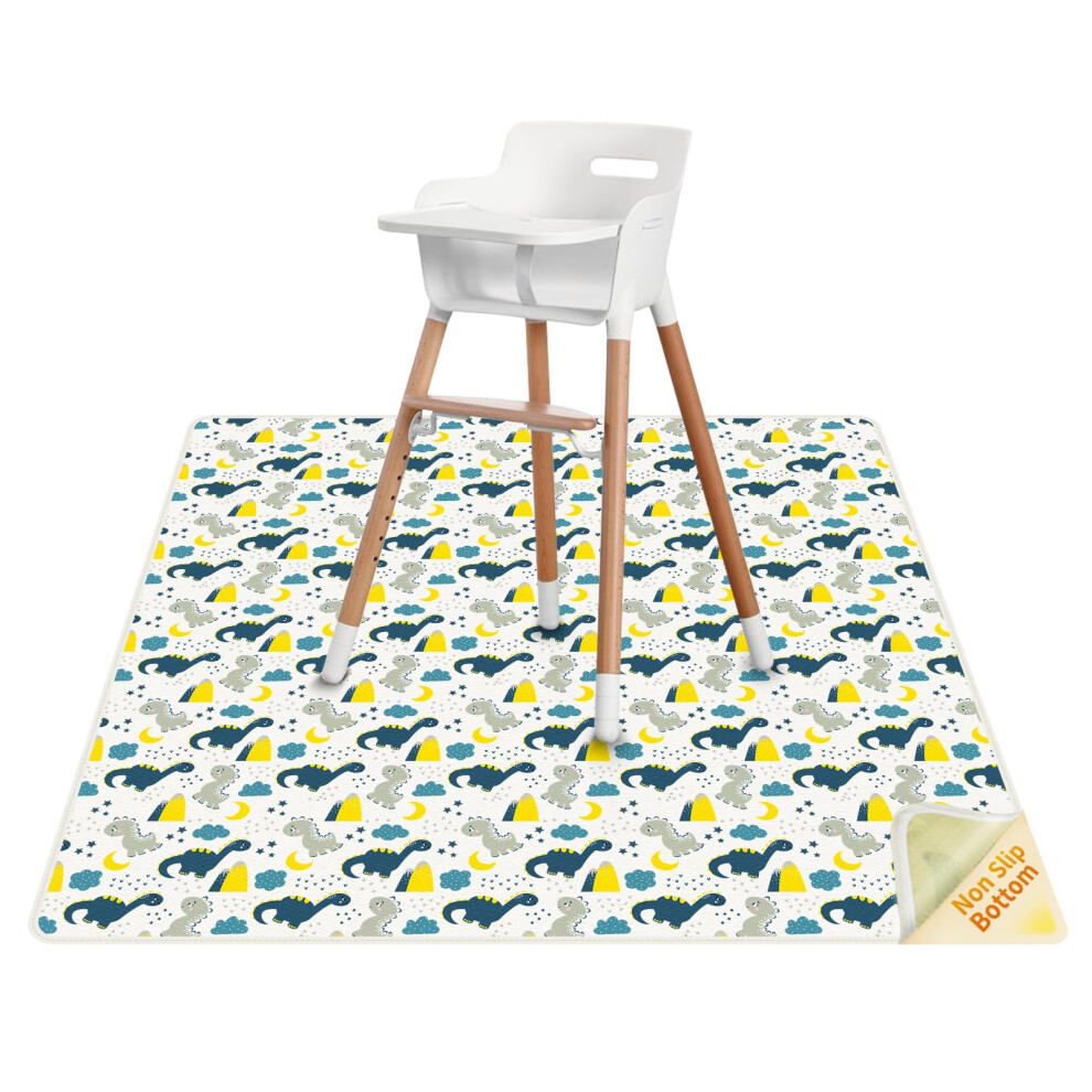 Splash Mat For Under High Chair/Arts/Crafts, 43.3? Waterproof Splat Mat, Easy Clean Spill Mat With Anti Slip Bottom Washable, Baby Mess Mat, Table Qhydz