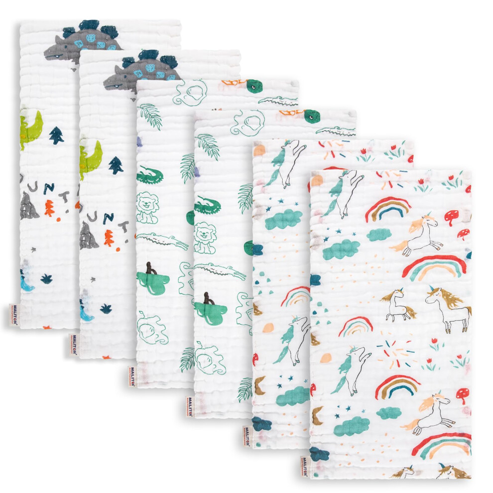Muslin Cloths For Baby, 6 Pack Burp Cloths For Baby,100% Cotton 6 Layers Absorbent& Soft Baby Muslins Pack,50X25cm Muslin Squares Baby Maliton