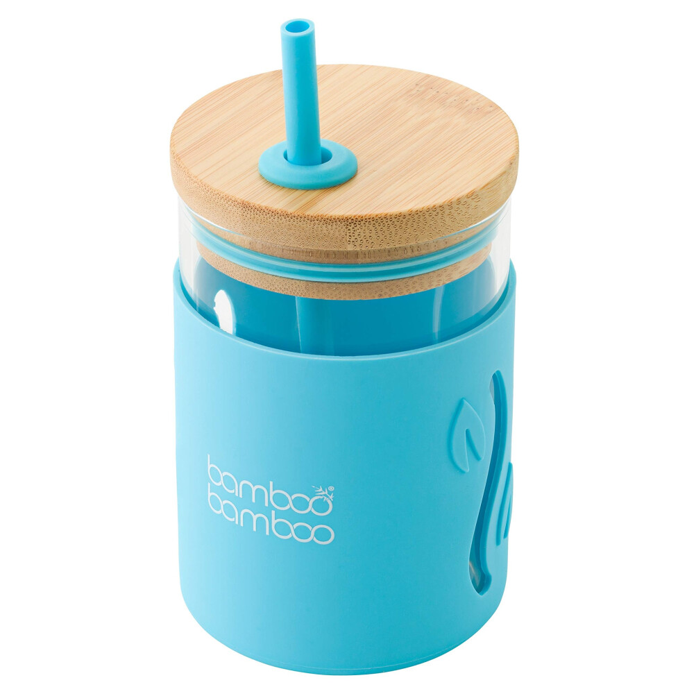Sippy Cup, Straw Cups For Toddlers, Glass Jar With Bamboo Lid & Silicone Impact Sleeve, Perfect For Drinks & Smoothies, 350Ml Capacity Bamboo Bamboo