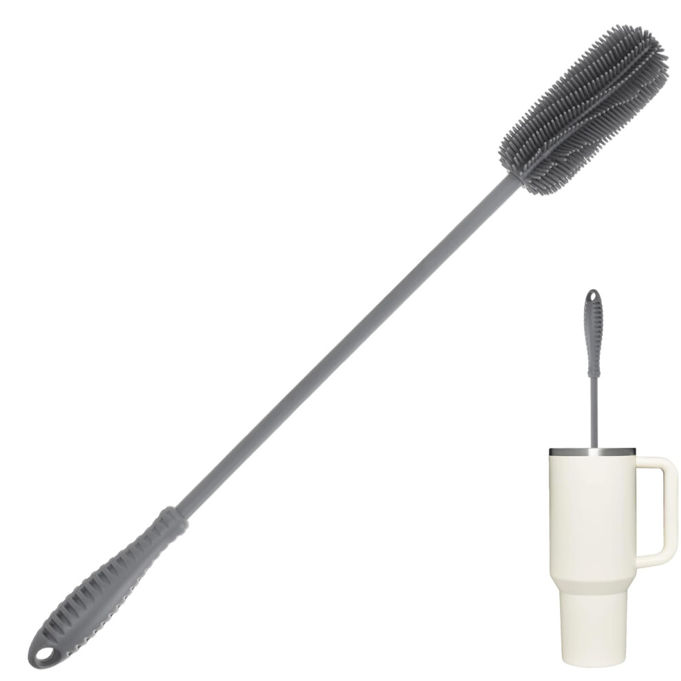 Silicone Bottle Cleaning Brush With Long Handle, 39.5Cm Water Bottle Cleaner For Baby Bottles, Hydro Flask, Sports Bottle, Vase, Glassware, Perfect Ddluck